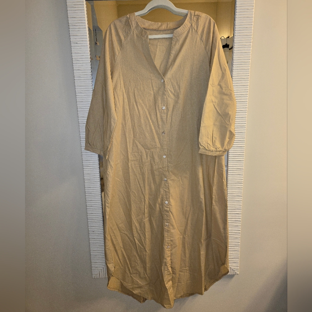 🌟Elegant Tan Button-Down Dress Size XL